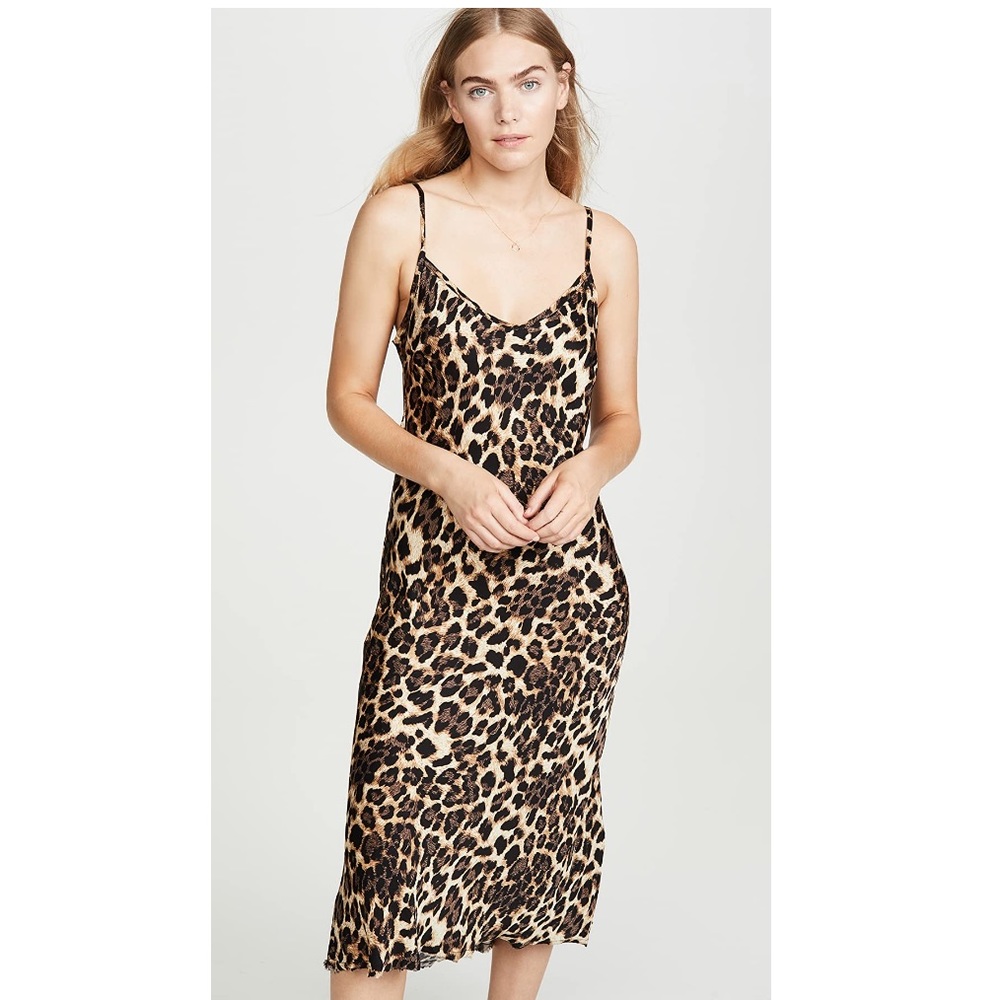 Nation Sofia Leopard Print Slip Dress, size XS